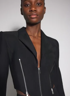 Women MUGLER black zipped wool jacket