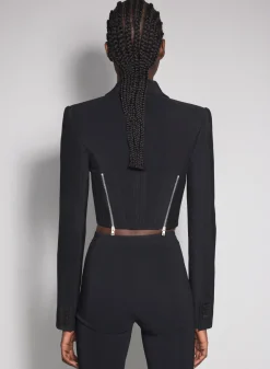 Women MUGLER black zipped wool jacket