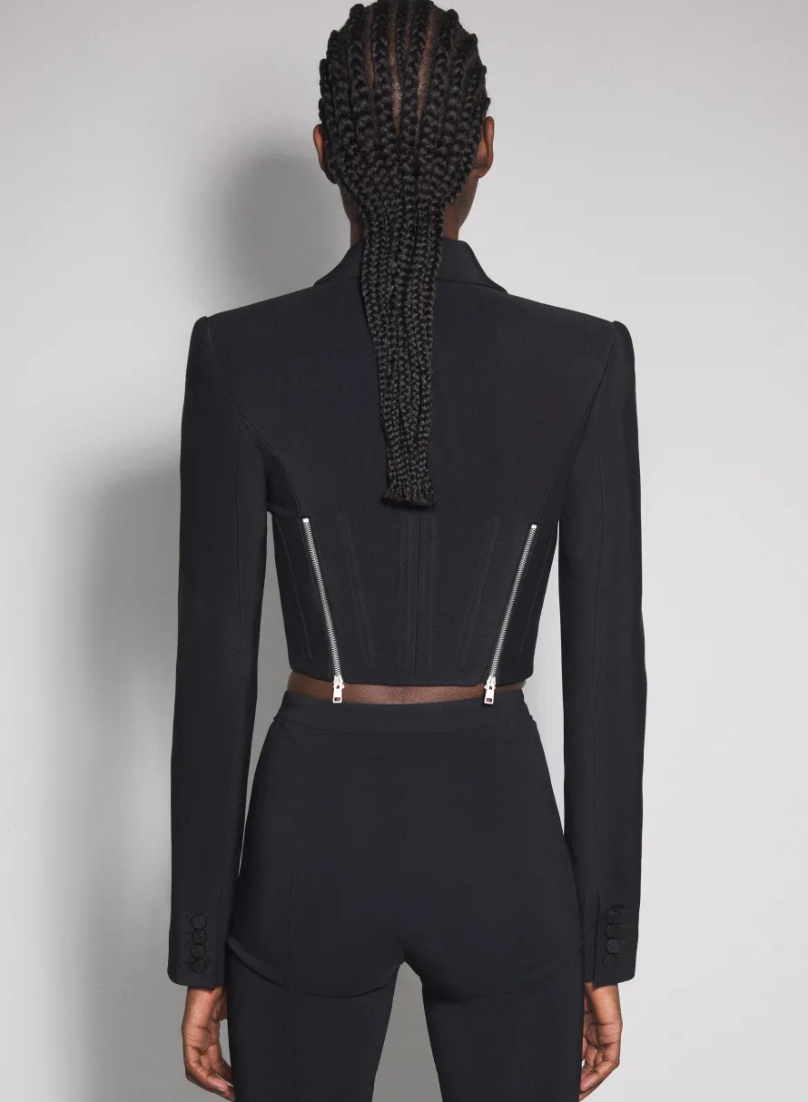 Women MUGLER black zipped wool jacket