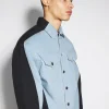 Women MUGLER blue bi-color denim jacket