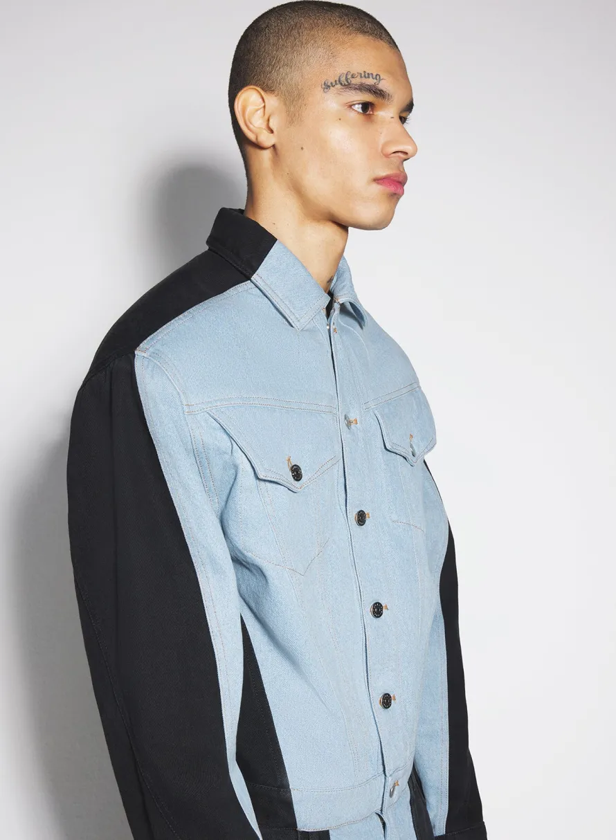 Women MUGLER blue bi-color denim jacket