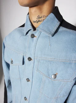 Women MUGLER blue bi-color denim jacket