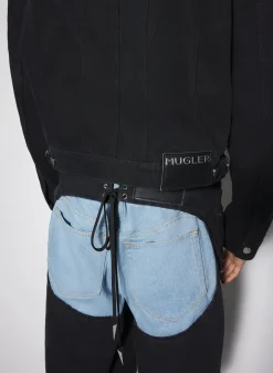 Women MUGLER blue bi-color denim jacket