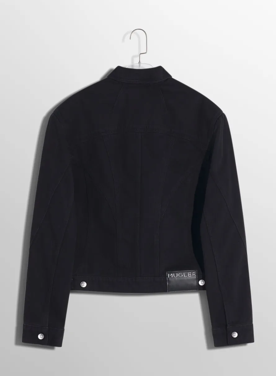 Women MUGLER blue bi-color denim jacket