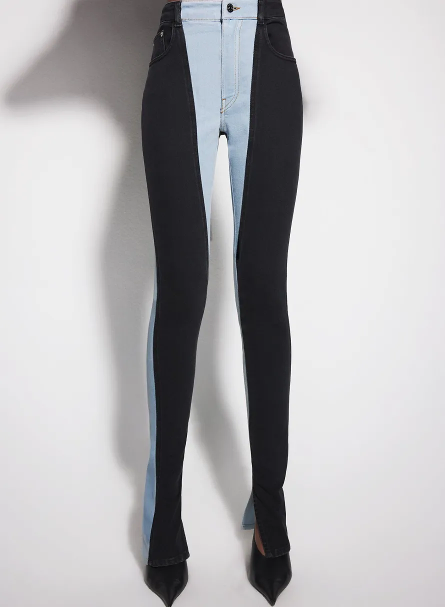 Women MUGLER blue bi-color skinny jeans