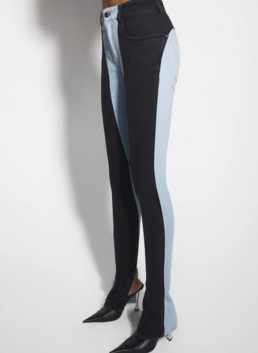 Women MUGLER blue bi-color skinny jeans
