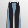 Women MUGLER blue bi-color straight leg jeans