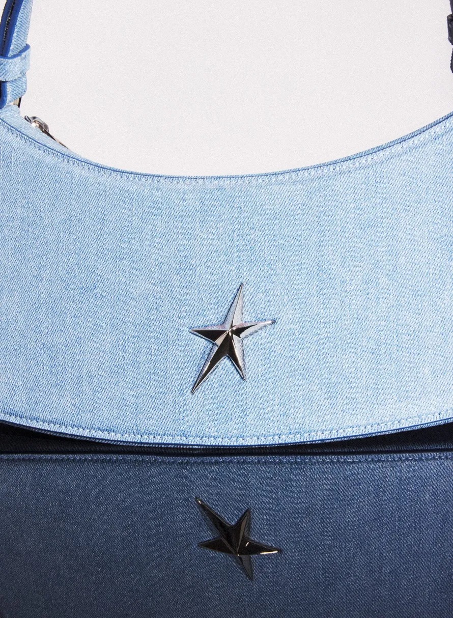 MUGLER blue denim zenith bag