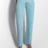 Women MUGLER blue laced-up straight leg jeans