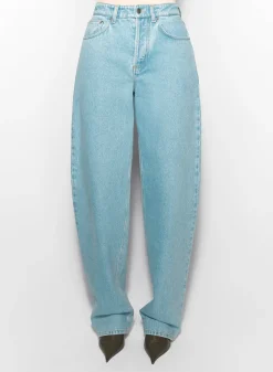 Women MUGLER blue laced-up wide leg jeans