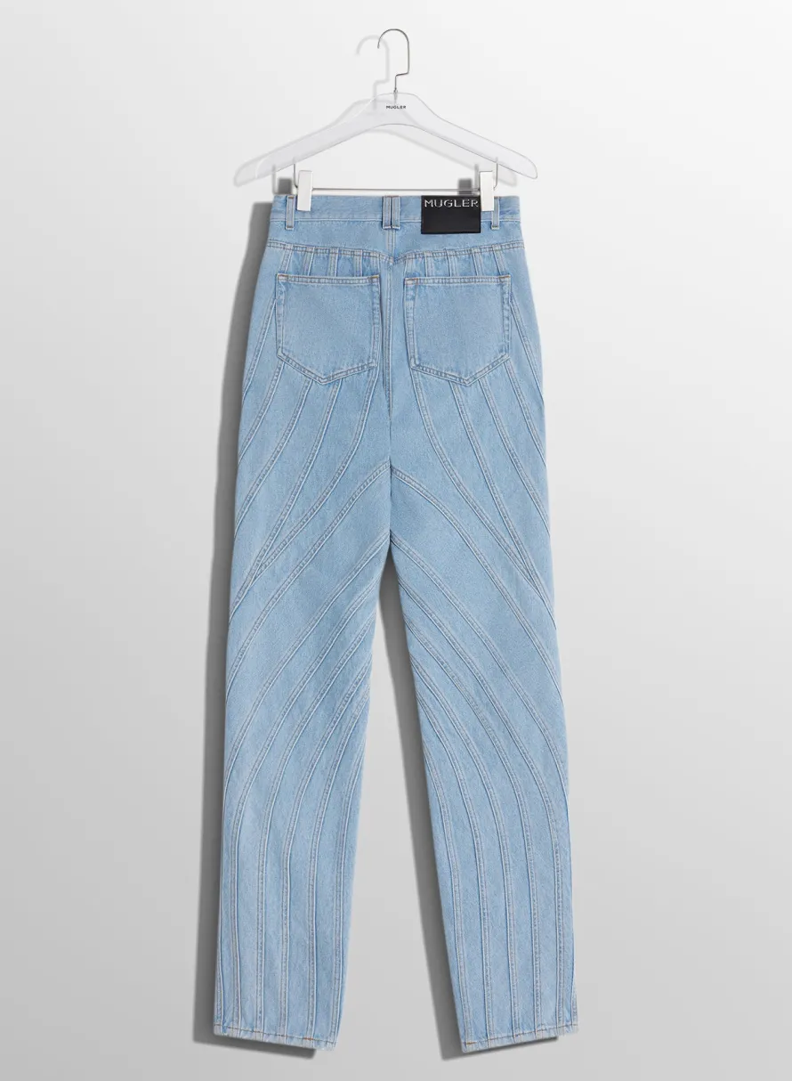 Women MUGLER blue spiral baggy jeans