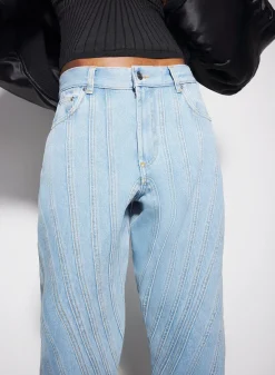 Women MUGLER blue spiral baggy jeans