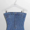 Women MUGLER blue spiral denim bustier