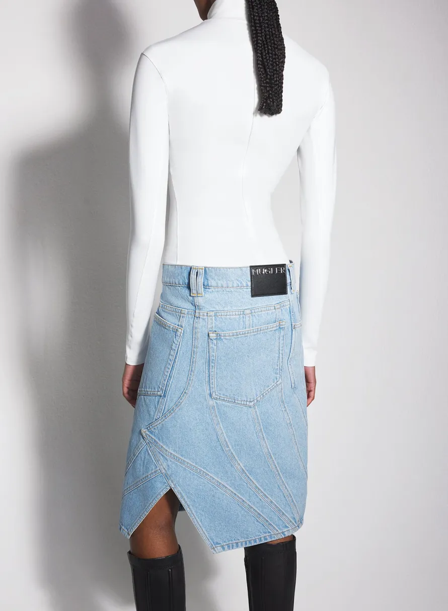 Women MUGLER blue spiral denim skirt