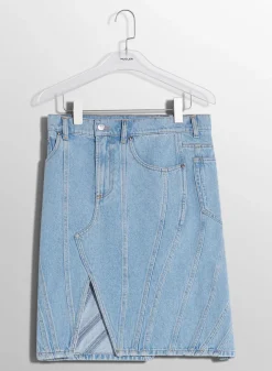 Women MUGLER blue spiral denim skirt