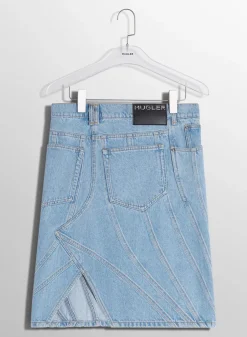 Women MUGLER blue spiral denim skirt