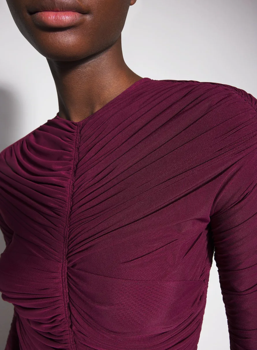 Women MUGLER burgundy ruched gown