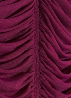 Women MUGLER burgundy ruched gown