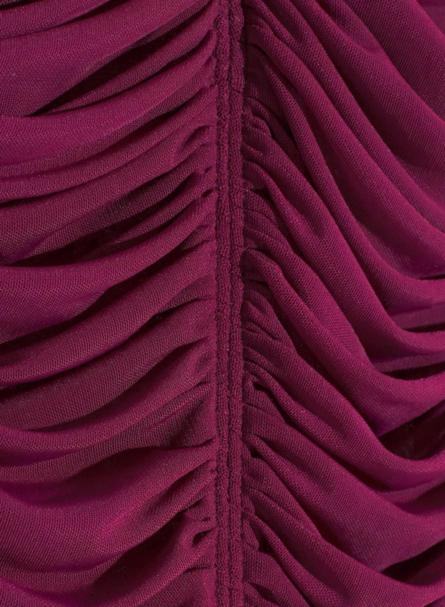 Women MUGLER burgundy ruched gown