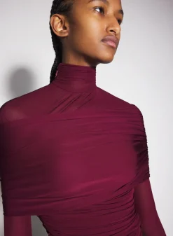 Women MUGLER burgundy ruched top