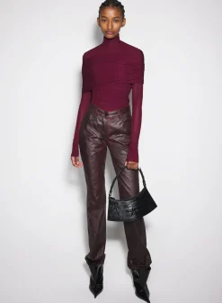 Women MUGLER burgundy ruched top