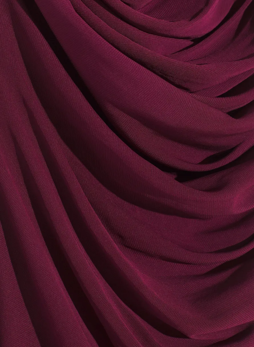 Women MUGLER burgundy sheer ruched dress