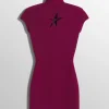 Women MUGLER burgundy star mini dress