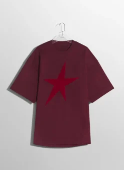 Women MUGLER burgundy star velvet T-shirt