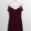 Women MUGLER burgundy velvet and satin mini dress
