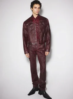 Women MUGLER burgundy waxed denim jacket