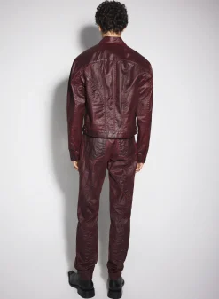 Women MUGLER burgundy waxed denim jacket