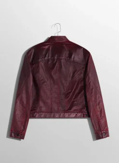 Women MUGLER burgundy waxed denim jacket