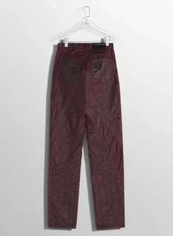 Women MUGLER burgundy waxed spiral baggy jeans