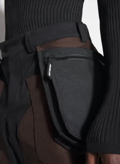 Women MUGLER chocolate technical fabric cargo shorts