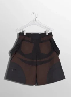 Women MUGLER chocolate technical fabric cargo shorts