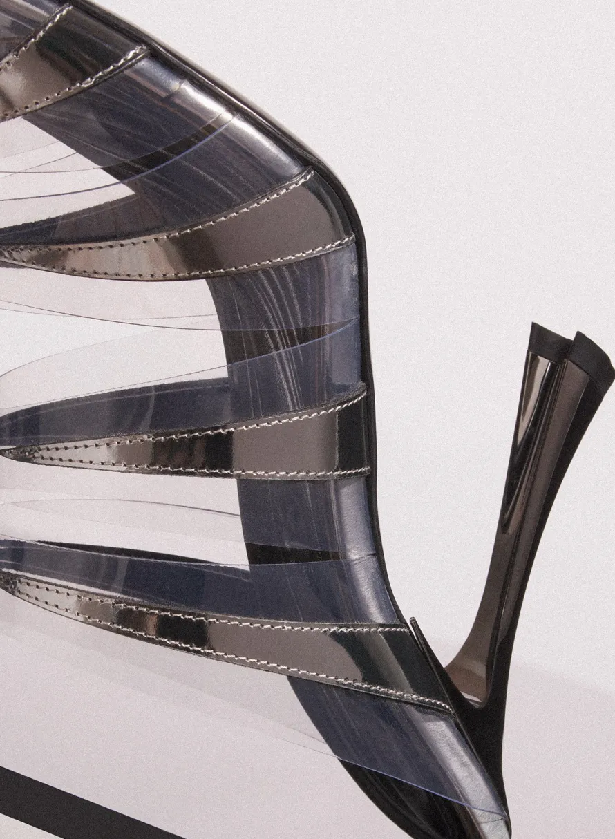 MUGLER chrome leather fang 95 spike sandals