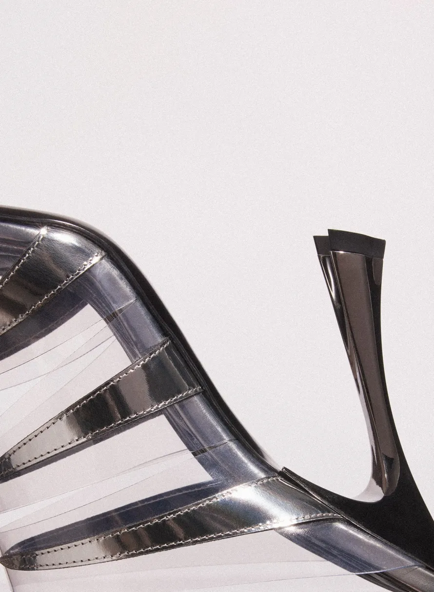 MUGLER chrome leather fang 95 spike sandals