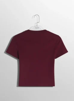 Women MUGLER deep red pierced baby t-shirt