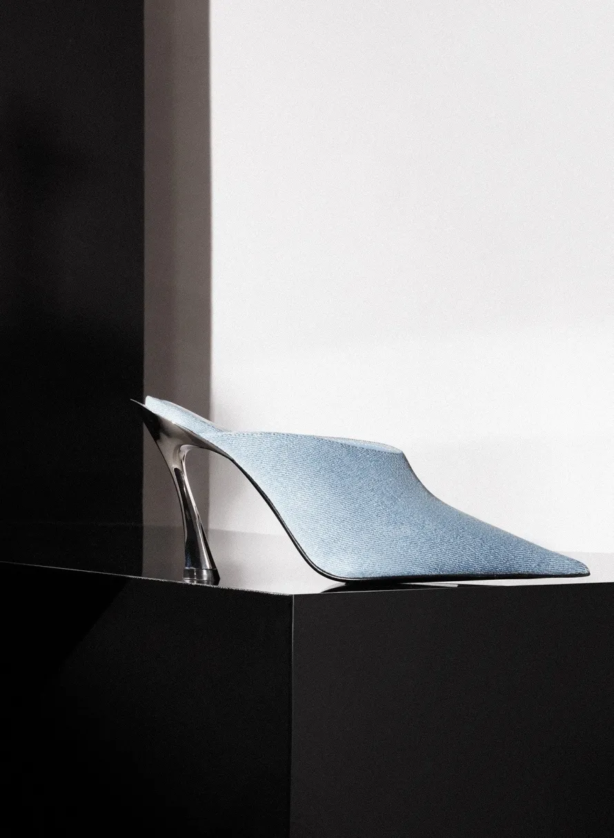 MUGLER Denim Fang 95 mules