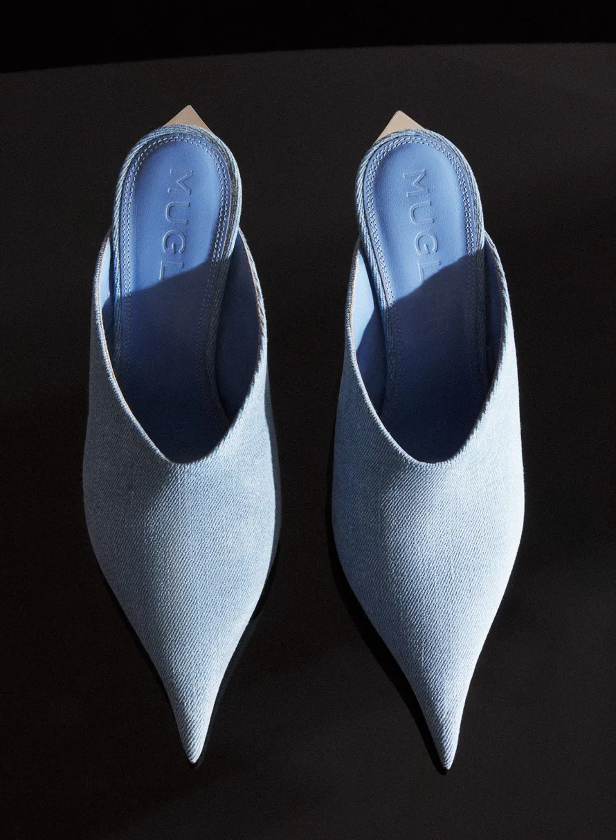 MUGLER Denim Fang 95 mules