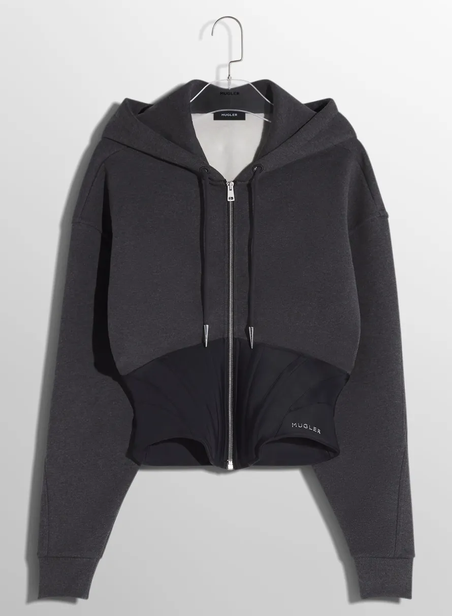 Women MUGLER grey corseted hoodie
