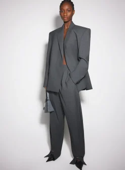 Women MUGLER grey pierced loose tailored trousers