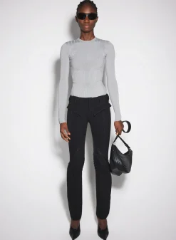 Women MUGLER grey sculpting knit top