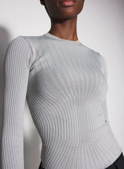 Women MUGLER grey sculpting knit top