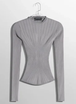 Women MUGLER grey sculpting knit top