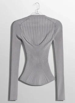 Women MUGLER grey sculpting knit top