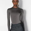 Women MUGLER grey shoulder logo bodysuit
