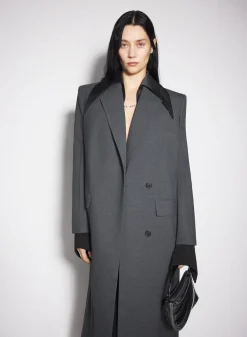 Women MUGLER grey single-breasted wool coat