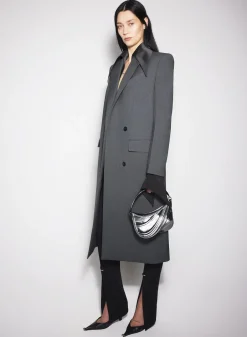 Women MUGLER grey single-breasted wool coat
