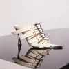 MUGLER ivory shiny leather buckled fang 95 sandals